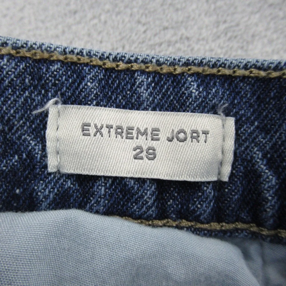 PacSun Extreme Jort Women 29 Blue Denim Baggy Skater Shorts 100% Cotton RN090233